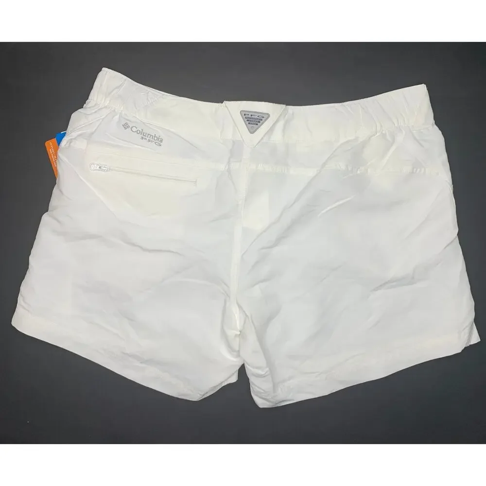 NWT Columbia PFG fishing Sandy River Shorts white nylon women's size large